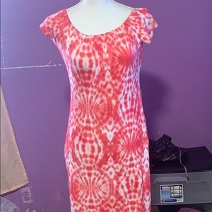 Dark pink and white dress